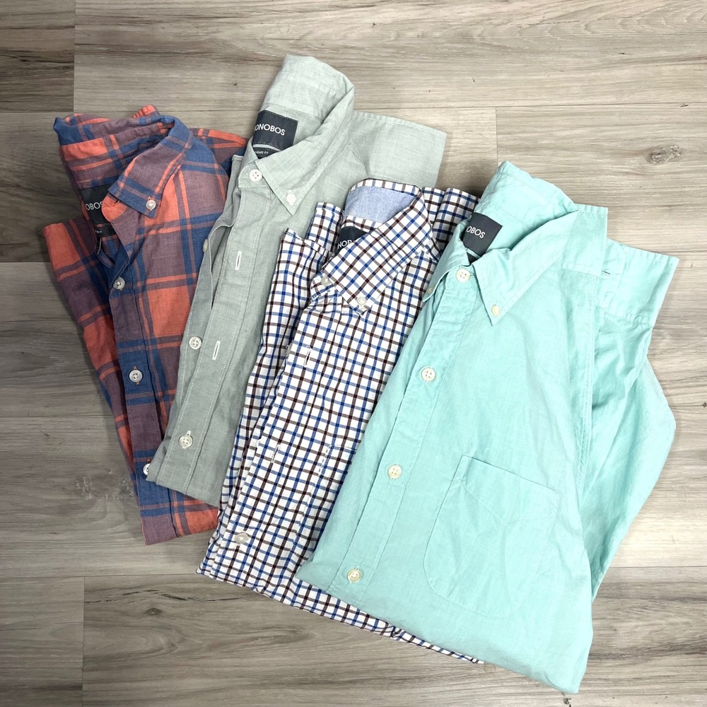 Bonobos Lot Set of 4 Plaid & Solid Standard Fit Button Down Shirts Size Small